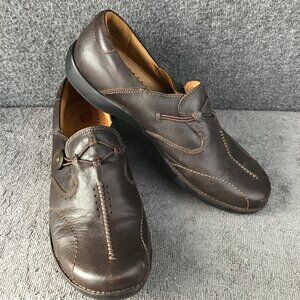 Clarks Unstructured Leather Brown Unloop Slip On Comfort Shoes Sz 9W